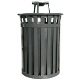 WITT Oakley Collection Outdoor Waste Receptacle with Ash Urn Top - 50 Gallon, Silver